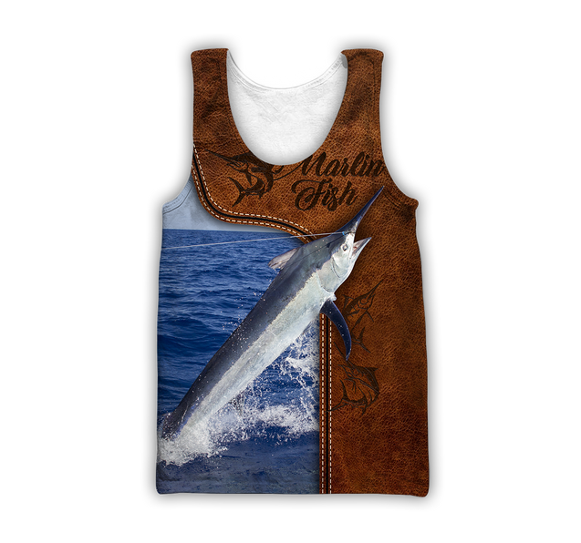 Marlin Fishing water camo Cosplay leather 3D print shirts