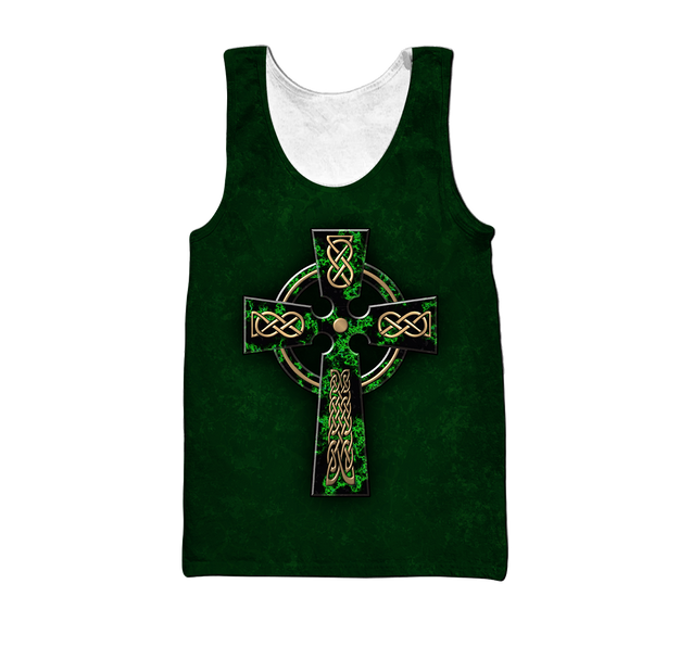 Irish St.Patrick cross 3d hoodie shirt for men and women custom name