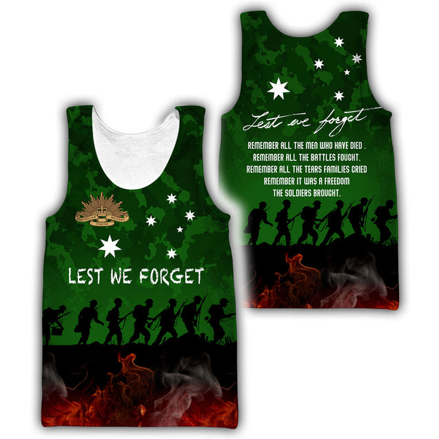 Premium Anzac Day Lest We Forget 3D Printed Unisex Shirts TN