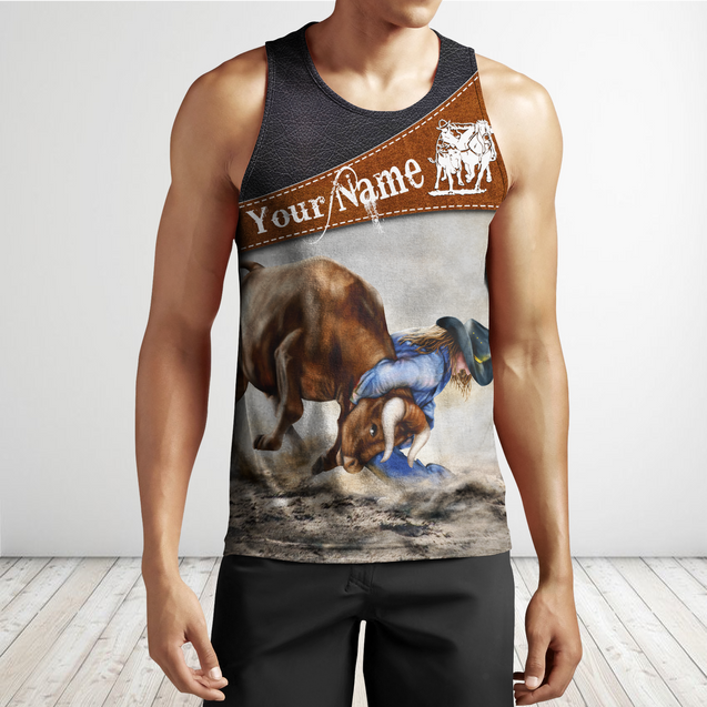 Personalized Name Bull Riding 3D All Over Printed Unisex Shirts Steer Wrestling