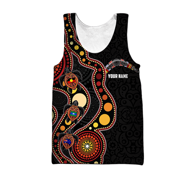 Custom name Aboriginal turtles circle dots 3D design printed shirts