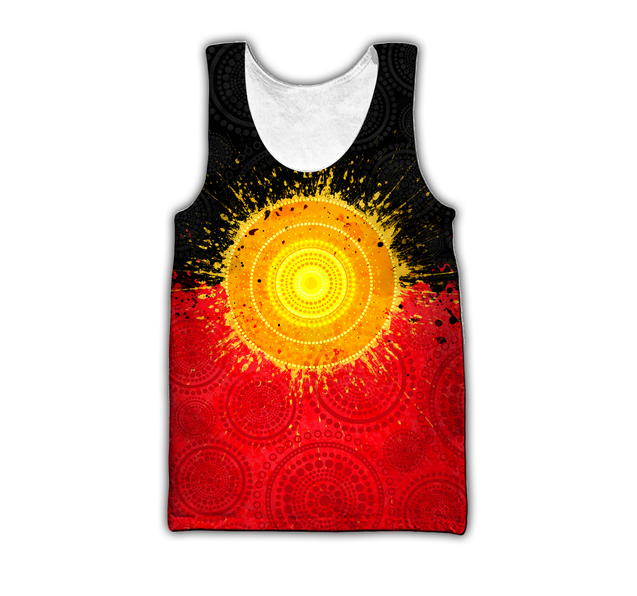 Aboriginal Flag Indigenous Sun Painting Art 3D design Polo shirts