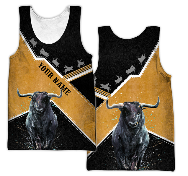 Personalized Name Bull Riding 3D All Over Printed Unisex Shirts Black Bull