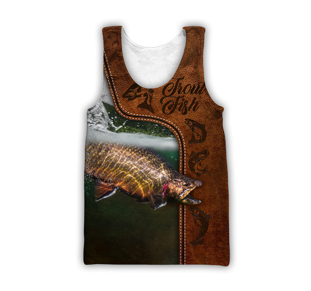 Trout Fishing water camo Cosplay leather 3D print shirts