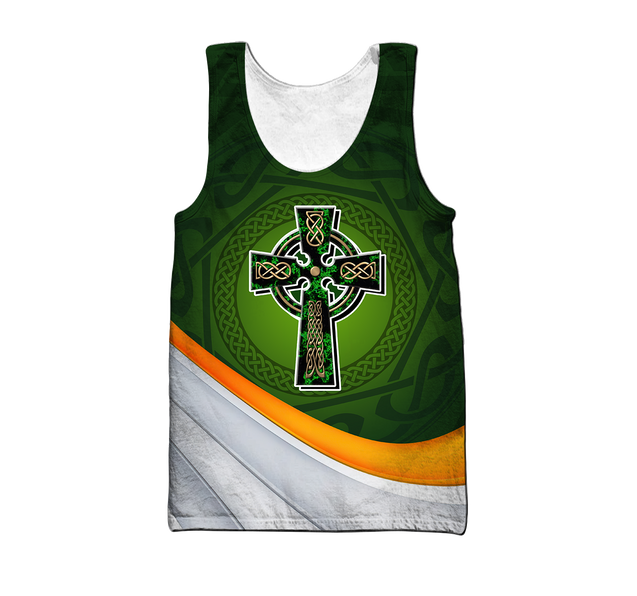 Irish St.Patrick Cross 3d hoodie shirt for men and women custom name