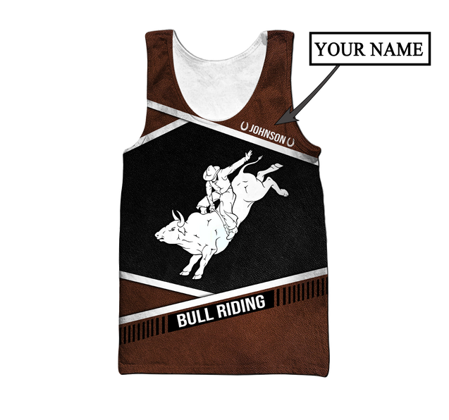 Customize Name Bull Riding 3D All Over Printed Unisex Shirts Love Bull