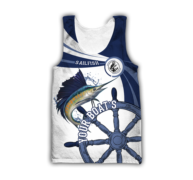 Custom name Sailfish fishing boat team Catch and Release 3D Design print shirts