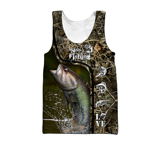 Custom name Bass Fishing water camo 3D print shirts