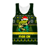 Bass Fishing Fish on Christmas Hat 3D Shirts