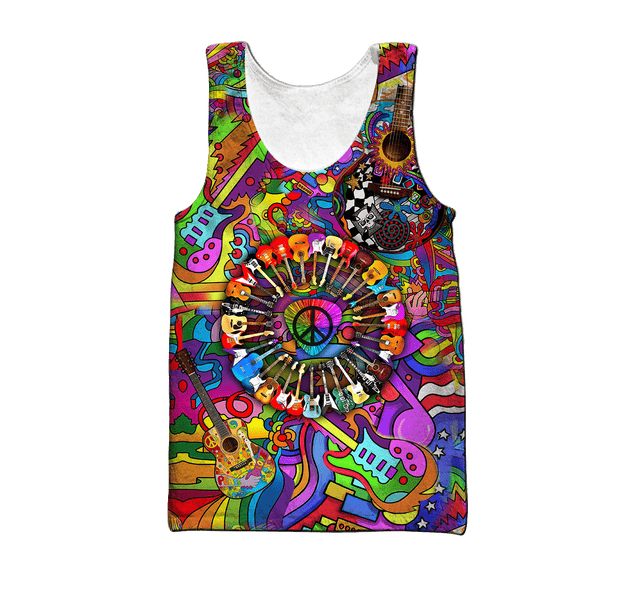 Amazing Guitar Hippie Color Hawaii Shirt ML