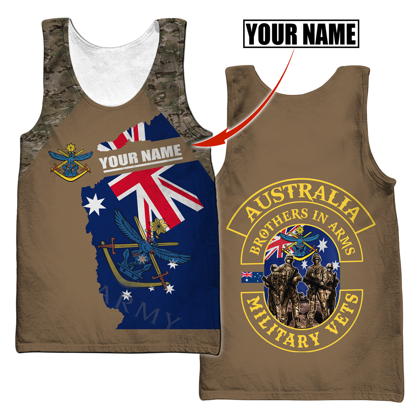 Custom name Australia Army Brothers in arms AU Veteran 3D print shirts