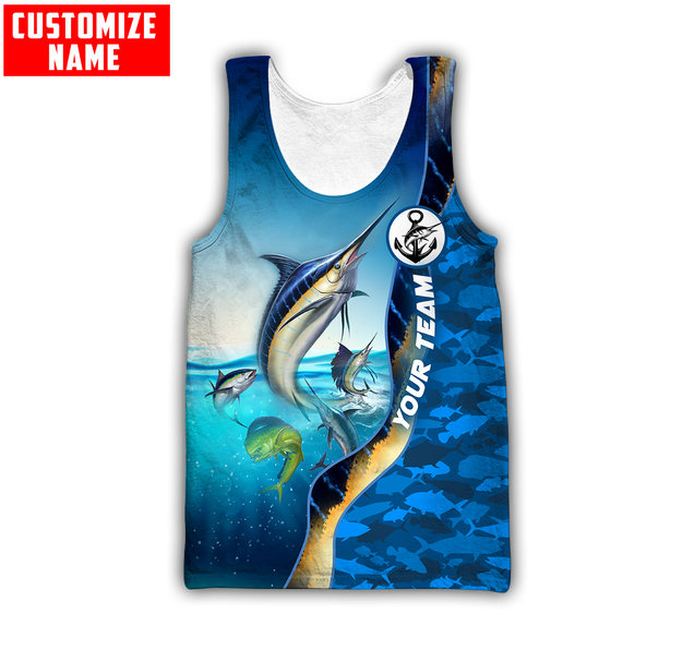 Custom name Marlin fishing Team Billfish 3D Design Printed Shirts