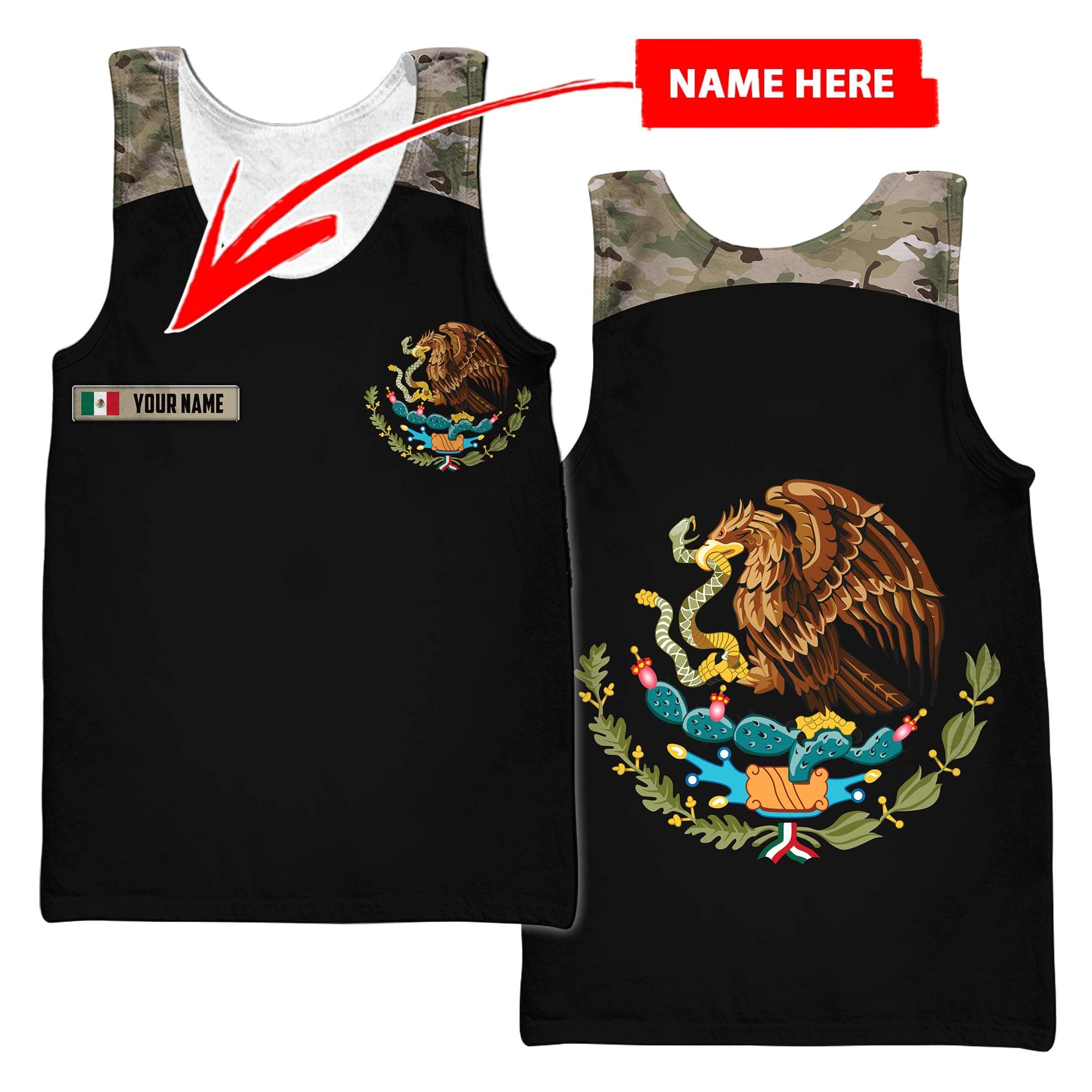 Mexico Coat Of Arms no02 Personalized Name 3D Unisex Hoodie