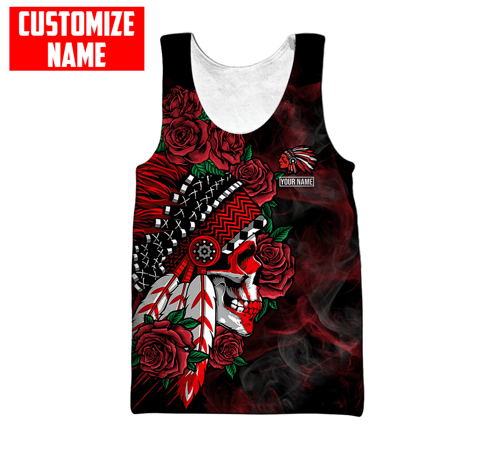 Customized name Native American Chief Skull MMIW Red Hand 3D All Over Printed Shirts