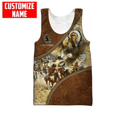 Customized name Eagle Chief Native Warrior American Spirit 3D All Over Printed Shirts