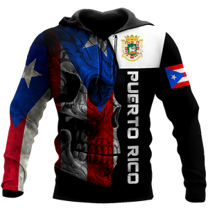 Puerto Rico Skulls With Coat Of Arms Lover Shirt TH20061606S-Apparel-TQH-Hoodie-S-Vibe Cosy™