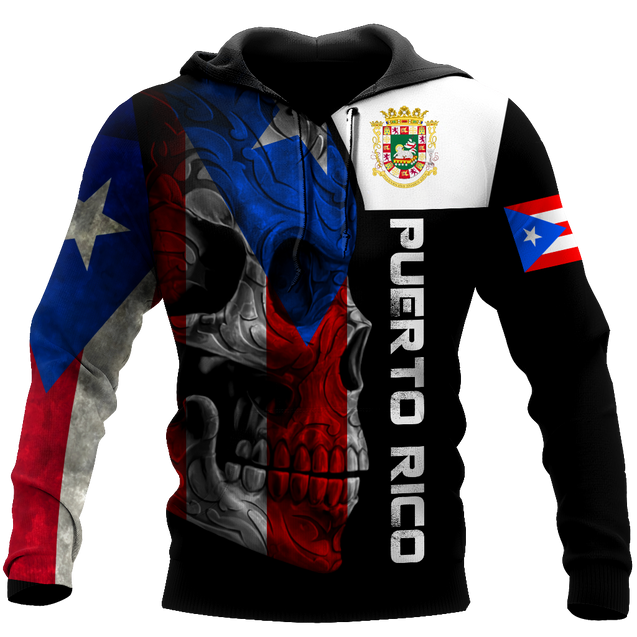 Puerto Rico Skulls With Coat Of Arms Lover Shirt TH20061606S-Apparel-TQH-Hoodie-S-Vibe Cosy™