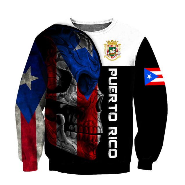 Puerto Rico Skulls With Coat Of Arms Lover Shirt TH20061606S-Apparel-TQH-SweatShirts-S-Vibe Cosy™