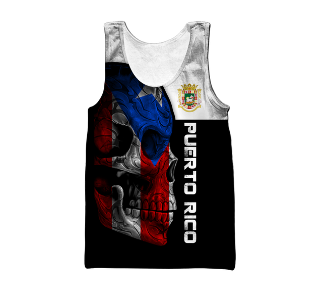 Puerto Rico Skulls With Coat Of Arms Lover Shirt TH20061606S-Apparel-TQH-Tank Top-S-Vibe Cosy™