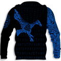 Vikings - The Raven of Odin Tattoo Blue-Apparel-HP Arts-Hoodie-S-Vibe Cosy™