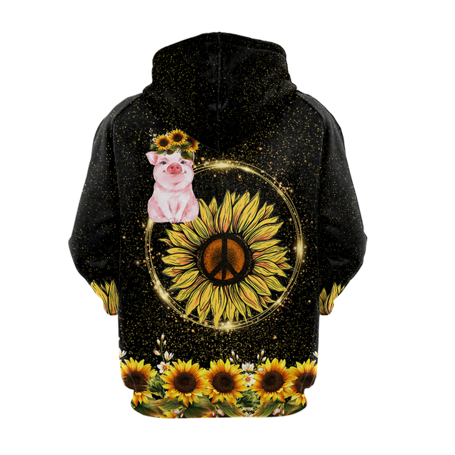 Lovely Pig And Sunflower 3D All Over Printed Shirts