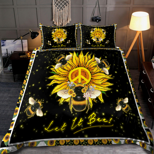 Beautiful Hippie Bee And Sunflower Bedding Set MEI