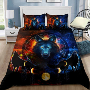 Awesome Fire And Ice Wolves Bedding Set