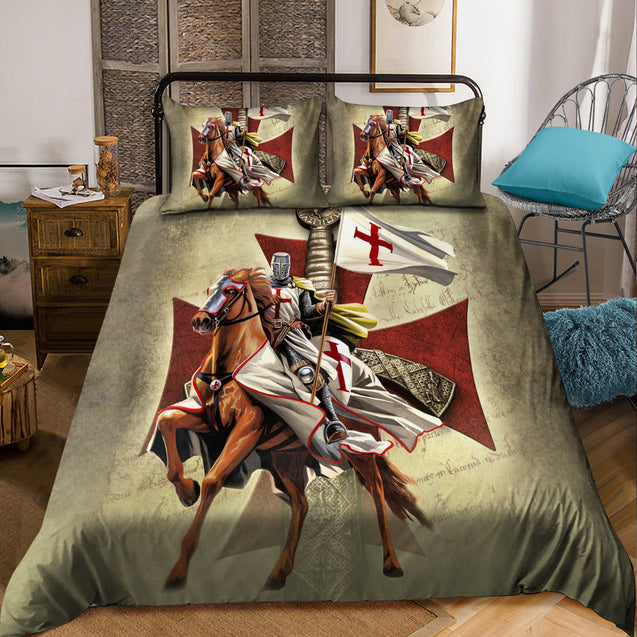 Premium Knight Templar Ridding Horse All Over Printed Bedding Set MEI