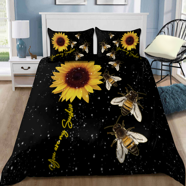 Bee And Sunflower You Are My Sunshine All Over Printed Bedding Set MEI