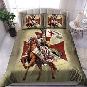 Premium Knight Templar Ridding Horse All Over Printed Bedding Set MEI