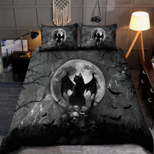 Black Cat and Skull Halloween bedding set DL082120