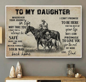 To My Daughter Horse Riding 3D All Over Printed Poster Horizontal