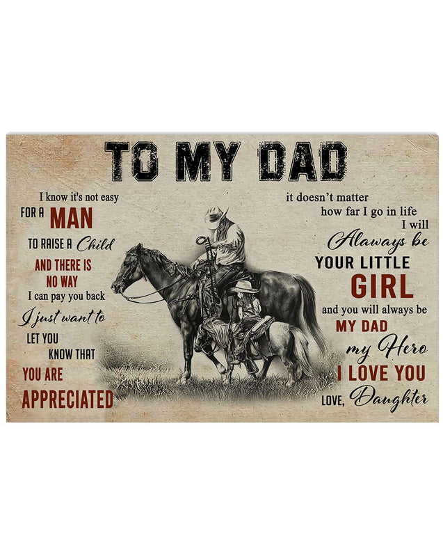 To My Dad From Daughter Horse Riding 3D All Over Printed Poster Horizontal