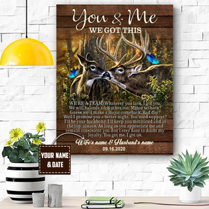 Love Deer Couple Custom Name 3D All Over Printed Poster Vertical