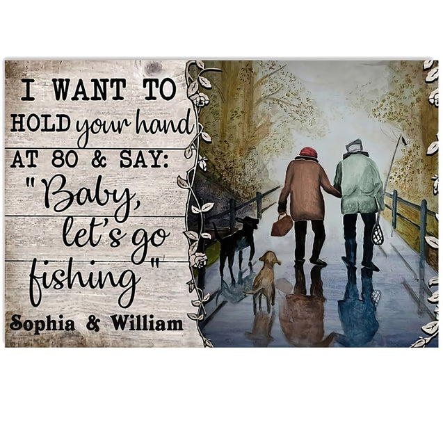 Couple Fishing 3D All Over Printed Poster Horizontal