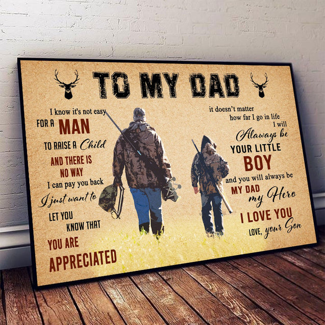 To My Dad Dad Hunting 3D All Over Printed Poster Horizontal