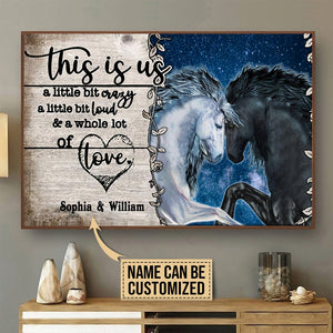 Love Horse Custom Name 3D All Over Printed Poster Horizontal