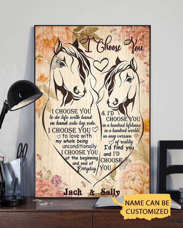 Horse I Choose You Custom Name 3D All Over Printed Poster Vertical