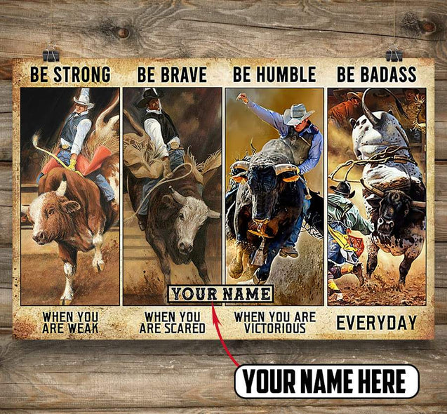 Personalized Name Bull Riding 3D All Over Printed Poster