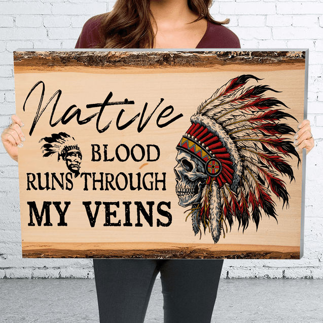 Native Blood Runs Through My Veins 3D All Over Printed Canvas Poster