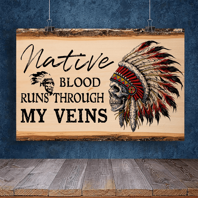 Native Blood Runs Through My Veins 3D All Over Printed Canvas Poster