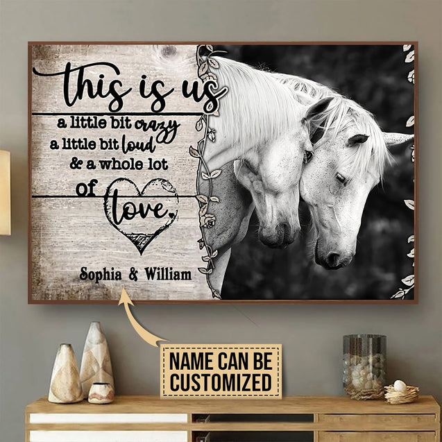 Love Horse Custom Name 3D All Over Printed Poster Horizontal