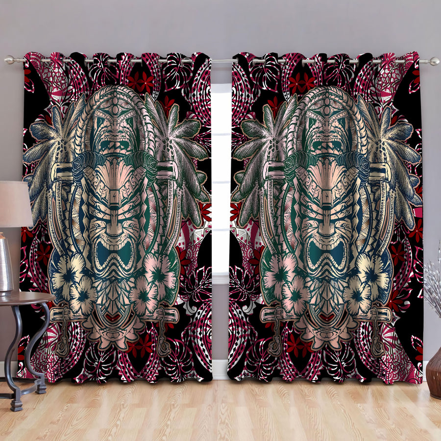 Amazing Polynesian Tiki Hawaii Style Window Curtains ML