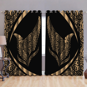 New Zealand Silver Fern Maori Window Curtain - Circle Style ML