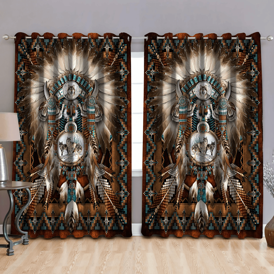 Native American 3D All Over Printed Curtain