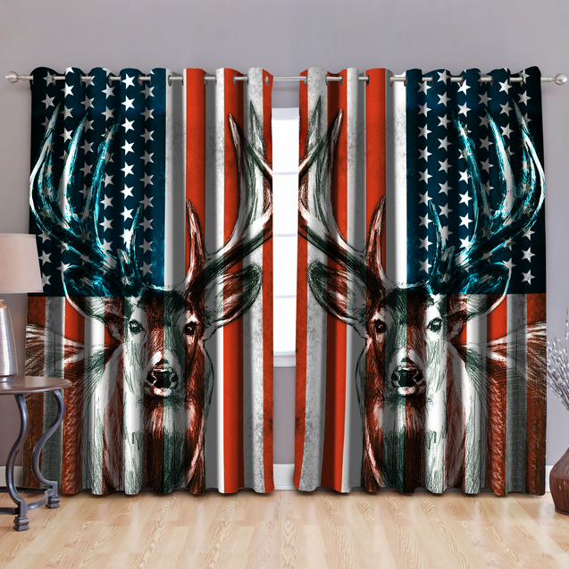 US Deer 3D Over Printed Window Curtain Set MH19052104