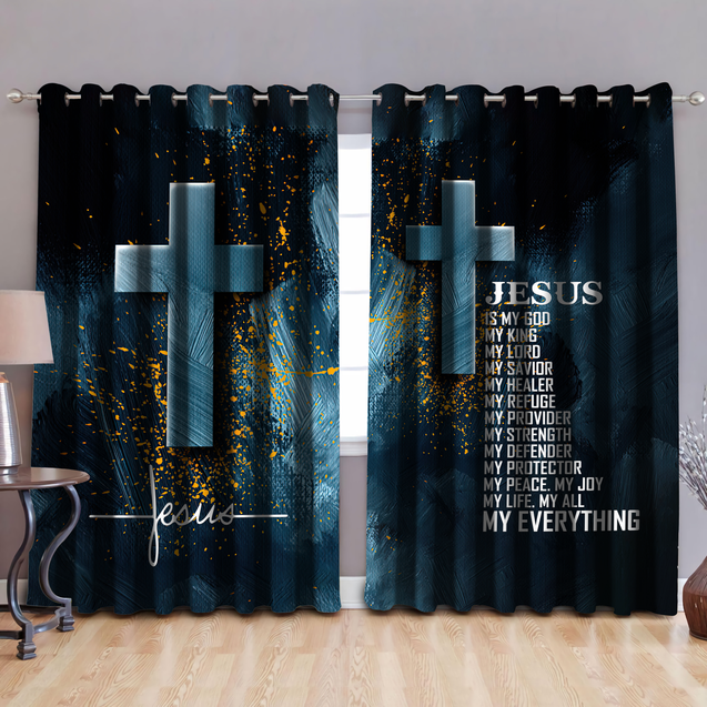 Premium 3D Design Curtain Easter Jesus Christian ML