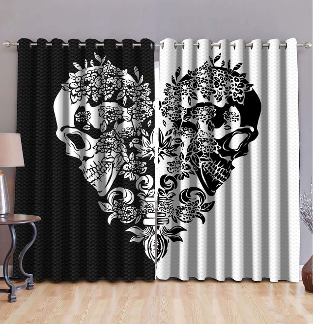 Gothic Art Skull 3D All Over Printed Window Curtains