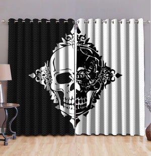 Gothic Art Skull 3D All Over Printed Window Curtains