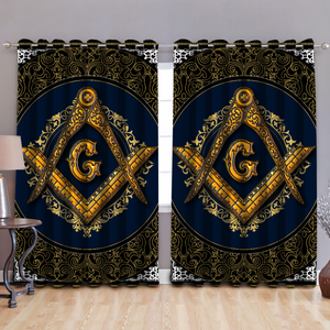 Freemasonry 3D All Over Printed Window Curtains